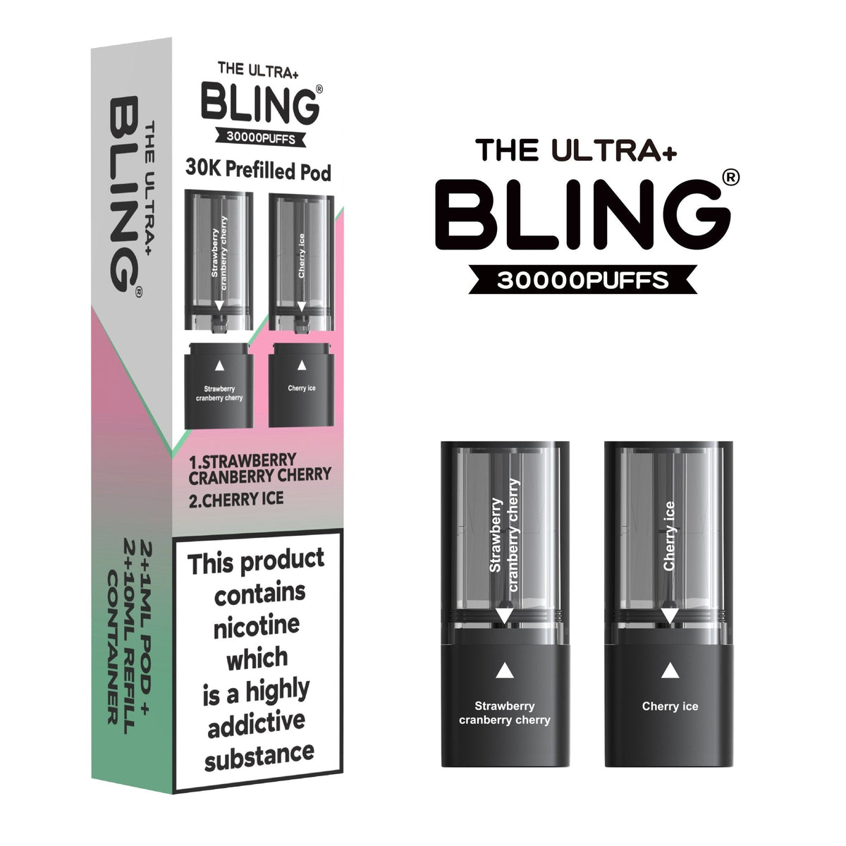 bulk wholesale The Bling Ultra Plus 30k Replacement Pods Pack of 5 - Strawberry Cranberry Cherry/Cherry Ice