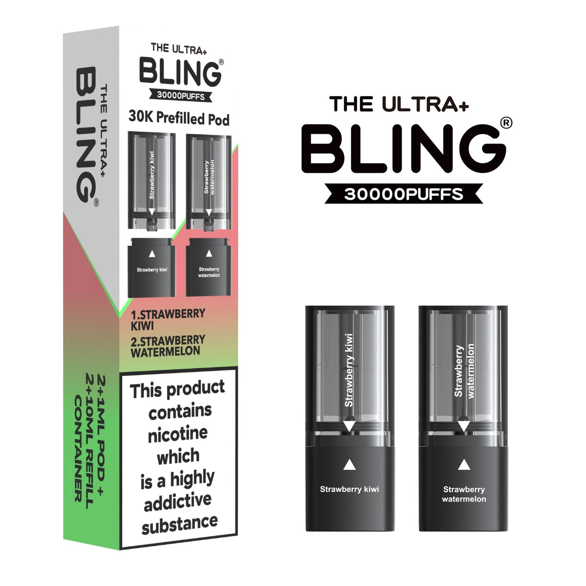 bulk wholesale The Bling Ultra Plus 30k Replacement Pods Pack of 5 - Strawberry Kiwi/Strawberry Watermelon