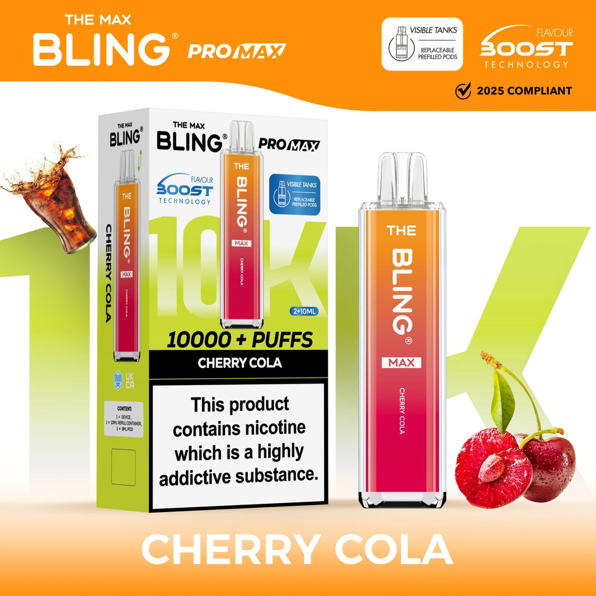 bulk wholesale The Crystal Bling Max 10000 Pod Kit Box of 5 - Cherry Cola