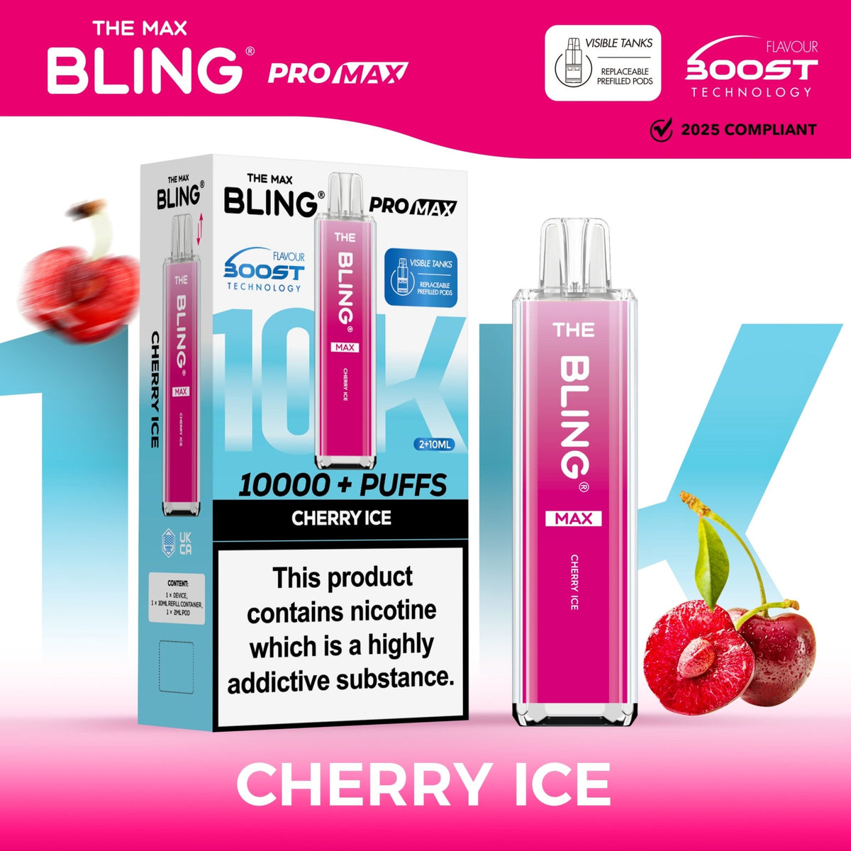 bulk wholesale The Crystal Bling Max 10000 Pod Kit Box of 5 - Cherry Ice