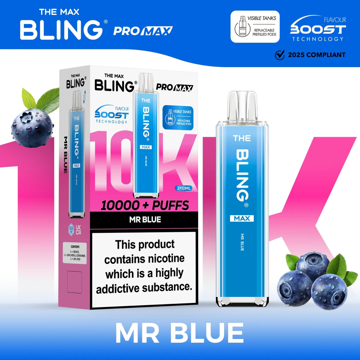 bulk wholesale The Crystal Bling Max 10000 Pod Kit Box of 5 - Mr Blue