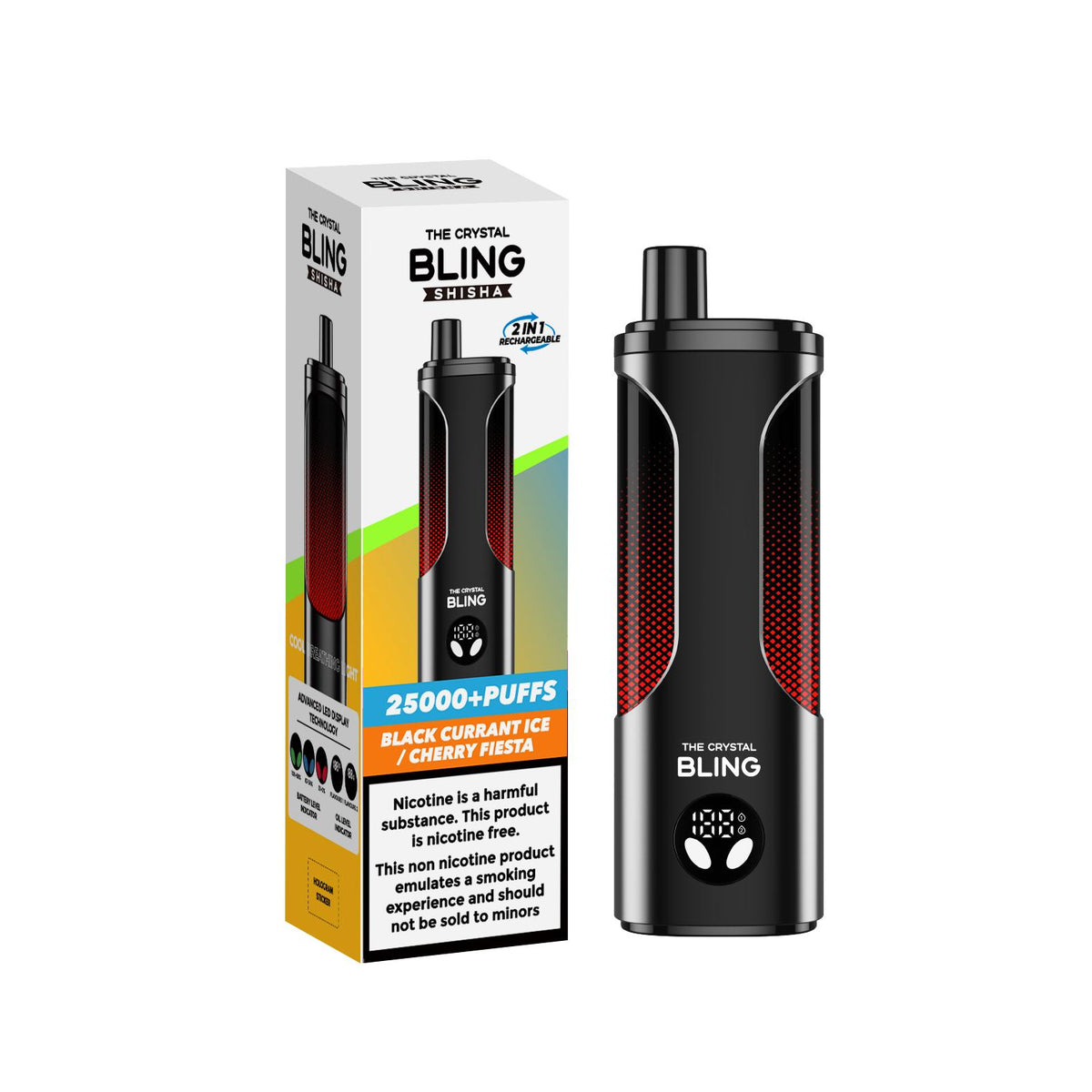 bulk wholesale The Crystal Bling Shisha 25k Prefilled Vape Box of 5 - Blackcurrant Ice/Cherry Fiesta