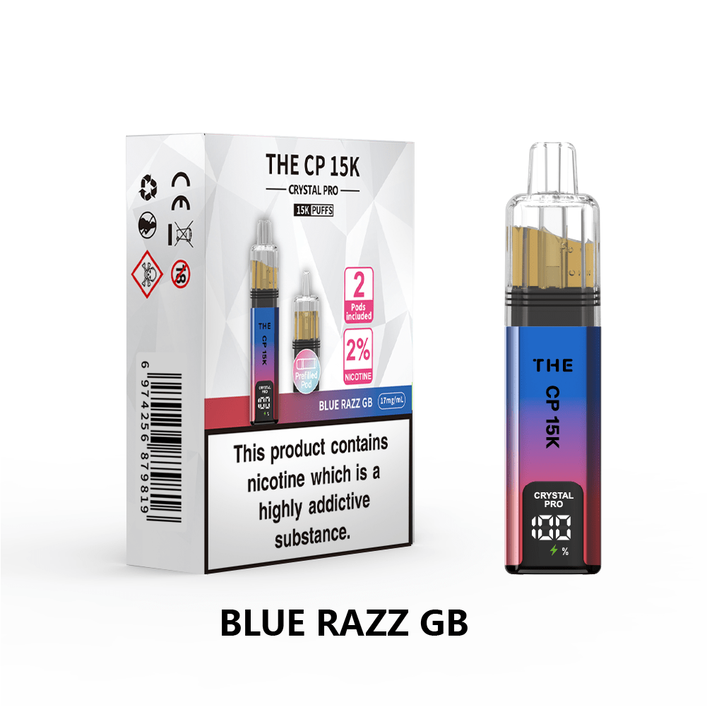 bulk wholesale The Crystal Pro CP 15k Prefilled Pod Vape Box of 5 - Blue Razz GB