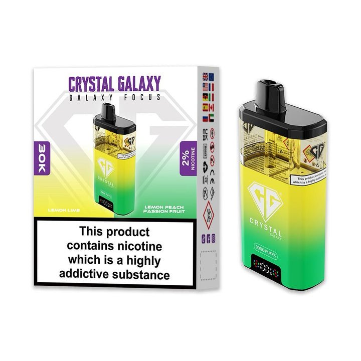 bulk wholesale Crystal Galaxy Focus 30k Disposable Vape Pack of 5 - Lemon Lime & Lemon Peach Passionfruit