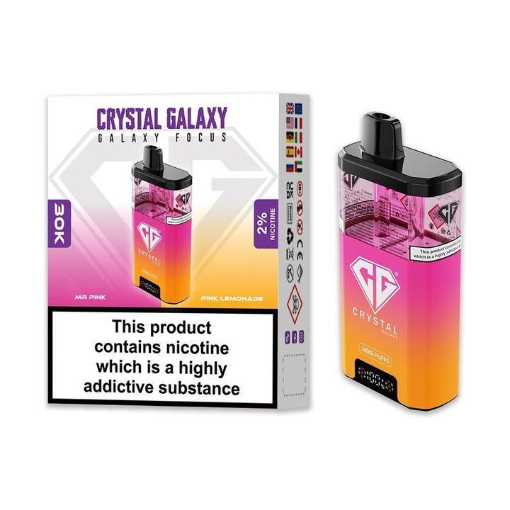 bulk wholesale Crystal Galaxy Focus 30k Disposable Vape Pack of 5 - Mr Pink & Pink Lemonade