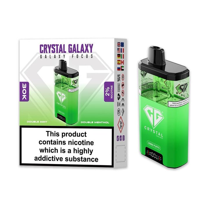 bulk wholesale Crystal Galaxy Focus 30k Disposable Vape Pack of 5 - Double Mint & Double Menthol