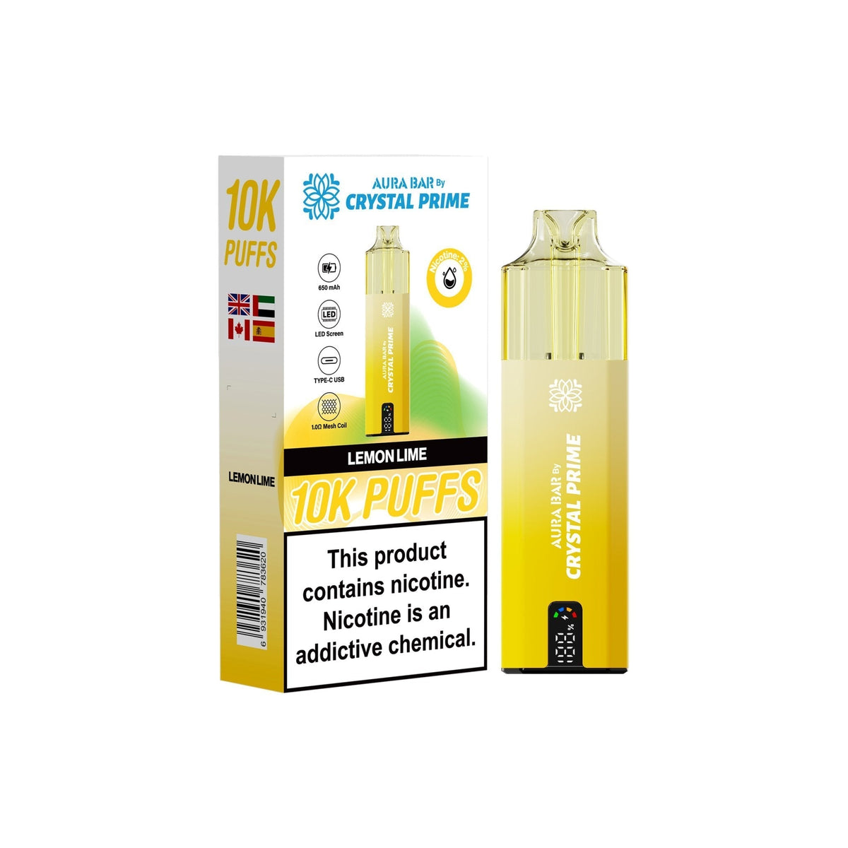 bulk wholesale Crystal Prime 10000 Vape Kit Box of 5 - Lemon Lime