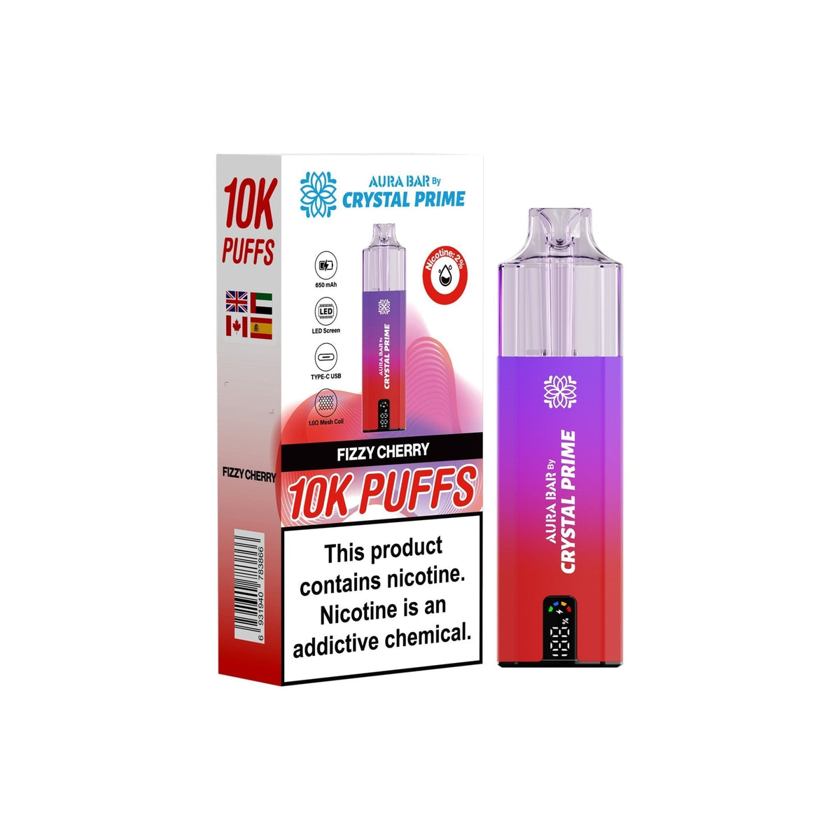 bulk wholesale Crystal Prime 10000 Vape Kit Box of 5 - Fizzy Cherry