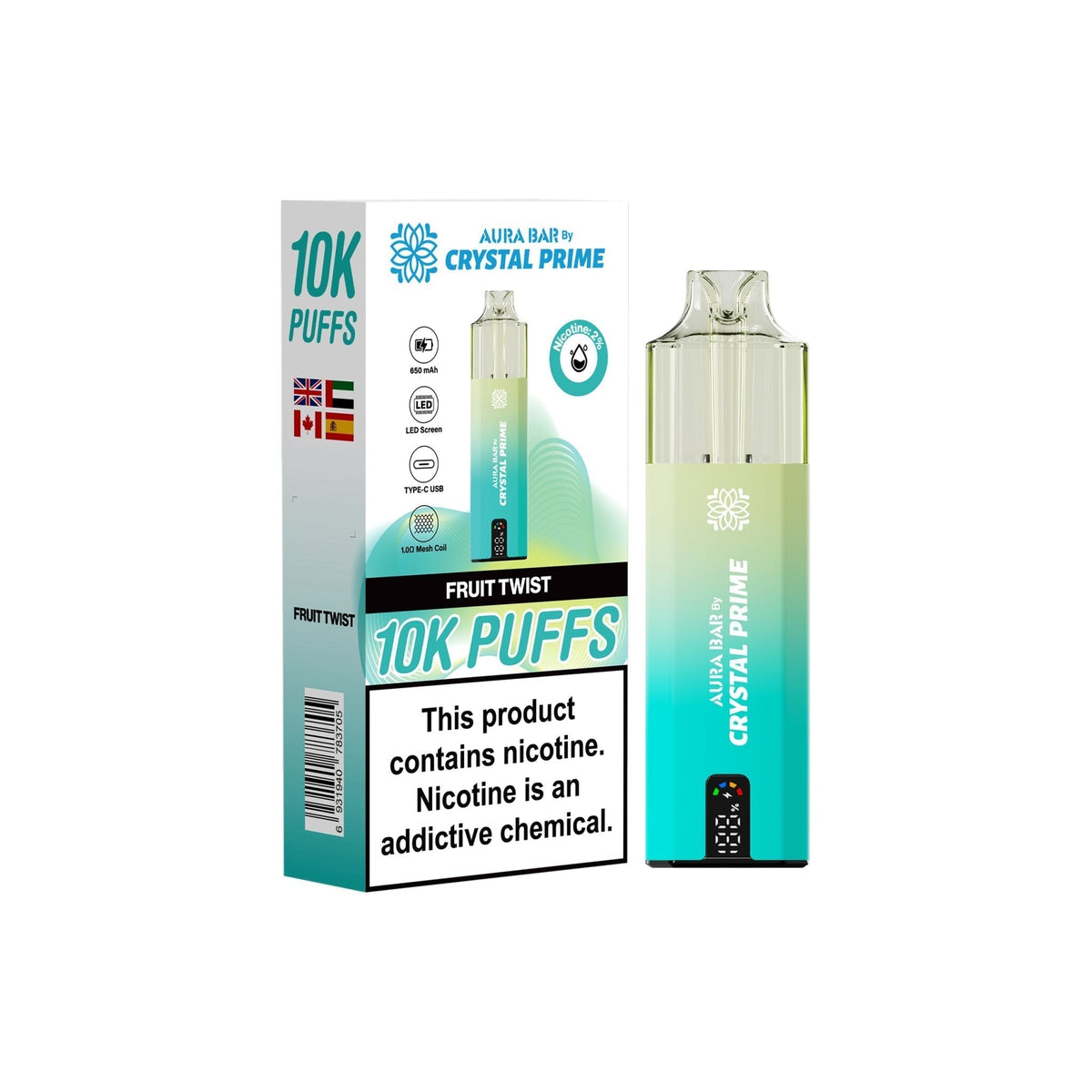 bulk wholesale Crystal Prime 10000 Vape Kit Box of 5 - Fruit Twist