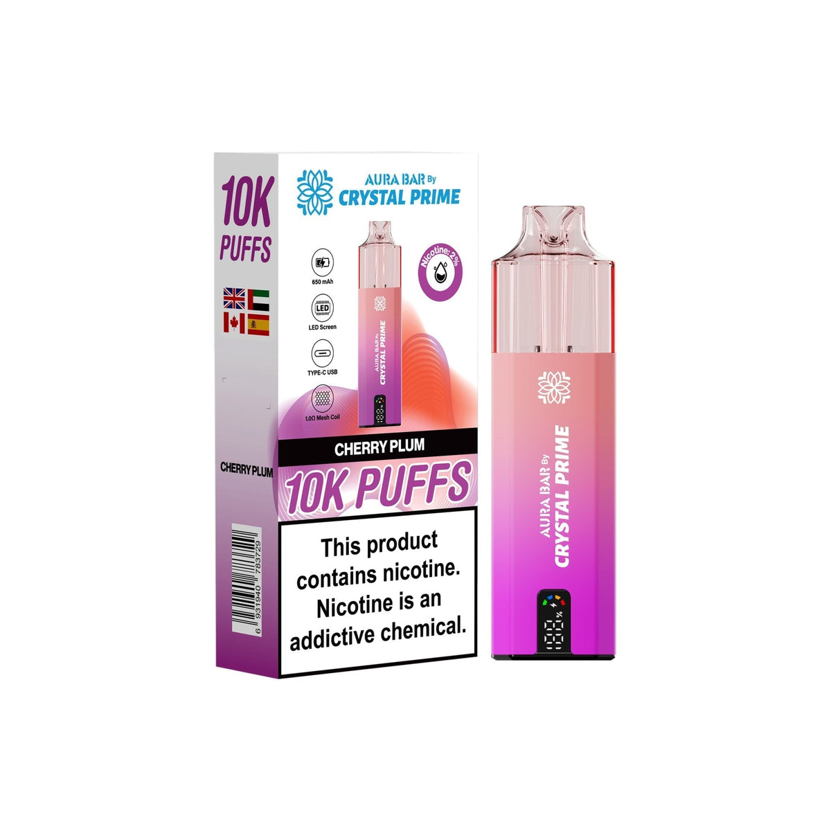 bulk wholesale Crystal Prime 10000 Vape Kit Box of 5 - Plum Cherry