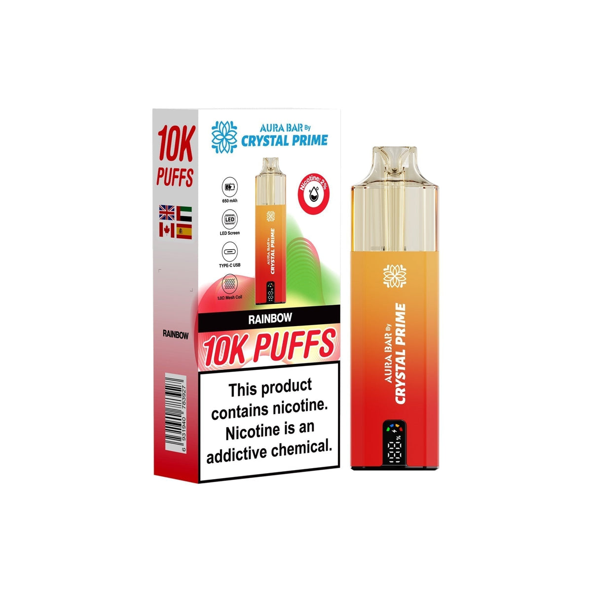 bulk wholesale Crystal Prime 10000 Vape Kit Box of 5 - Rainbow