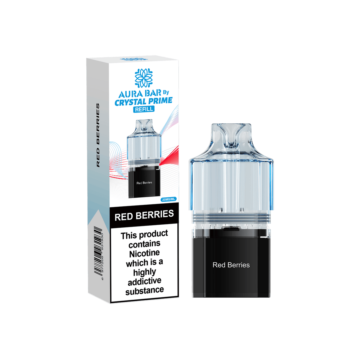 bulk wholesale Crystal Prime Aura Bar 10k Replacement Pods Box of 5 - Red Berries