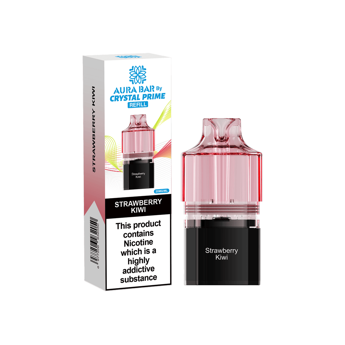 bulk wholesale Crystal Prime Aura Bar 10k Replacement Pods Box of 5 - Strawberry Kiwi