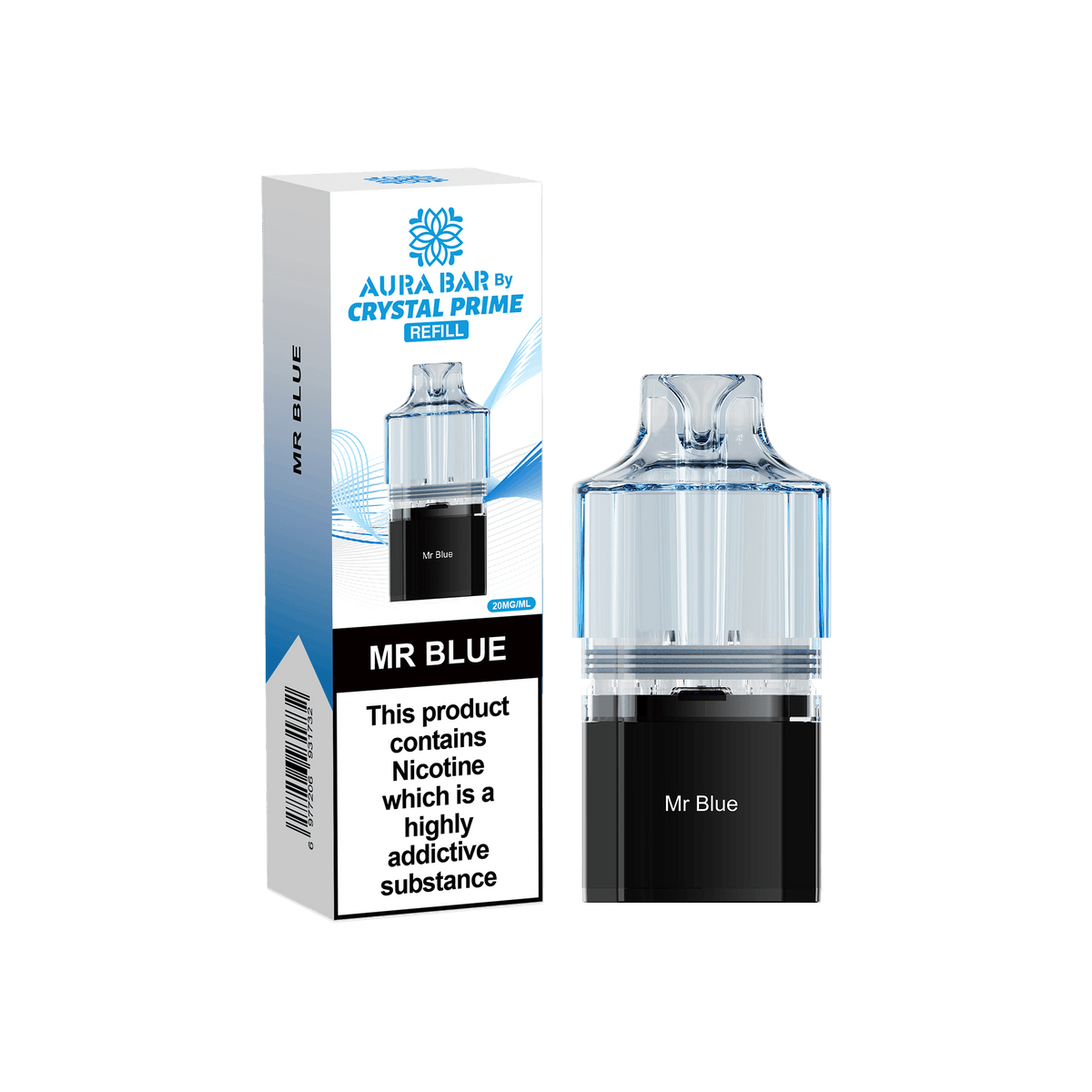 bulk wholesale Crystal Prime Aura Bar 10k Replacement Pods Box of 5 - Mr Blue