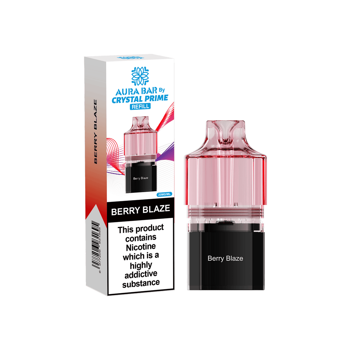 bulk wholesale Crystal Prime Aura Bar 10k Replacement Pods Box of 5 - Berry Blaze