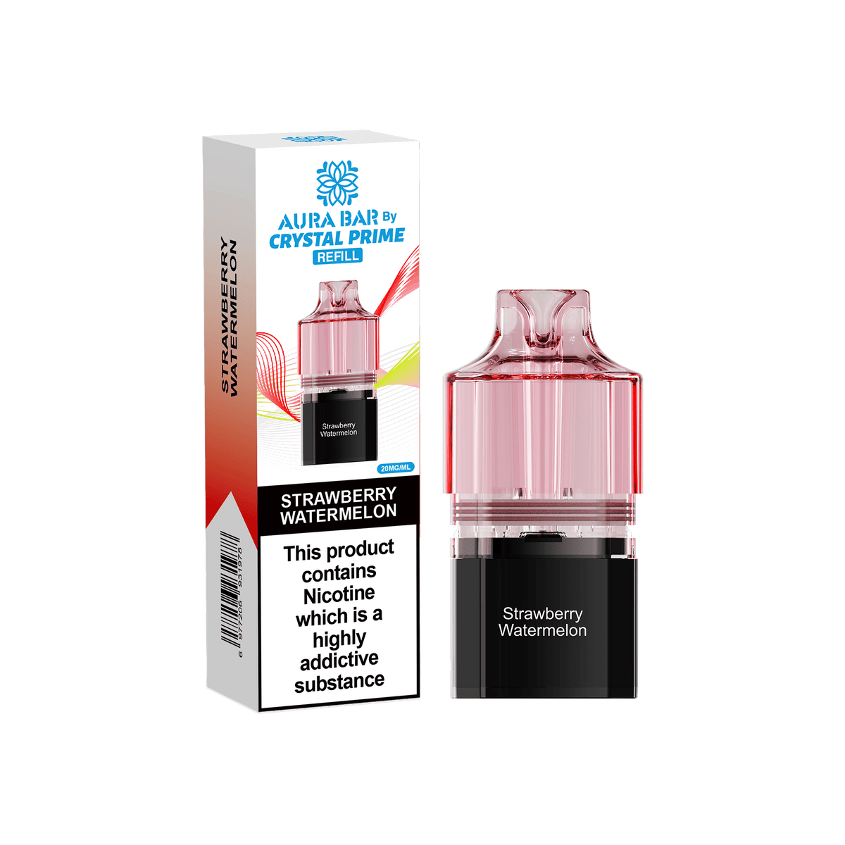 bulk wholesale Crystal Prime Aura Bar 10k Replacement Pods Box of 5 - Strawberry Watermelon