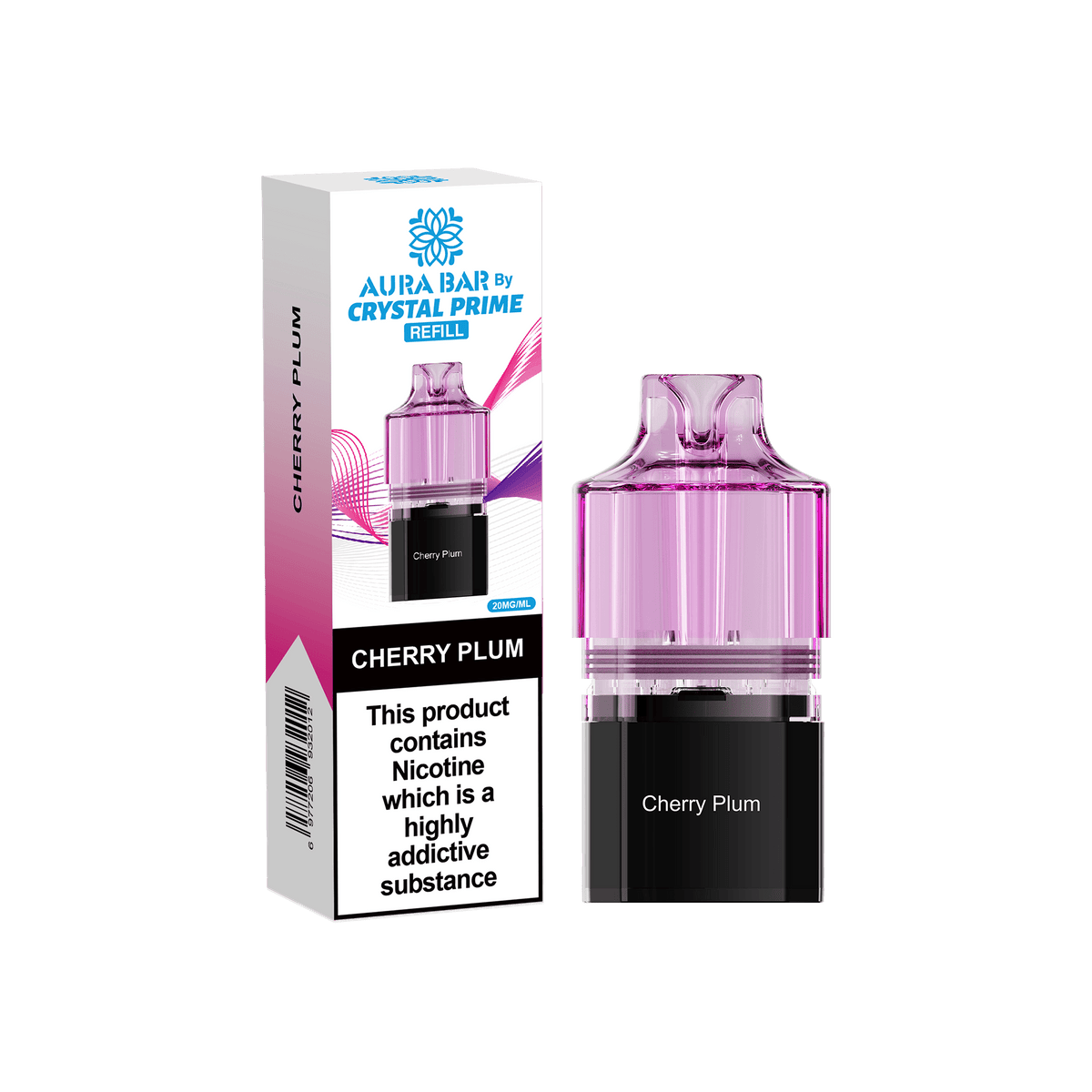 bulk wholesale Crystal Prime Aura Bar 10k Replacement Pods Box of 5 - Cherry Plum