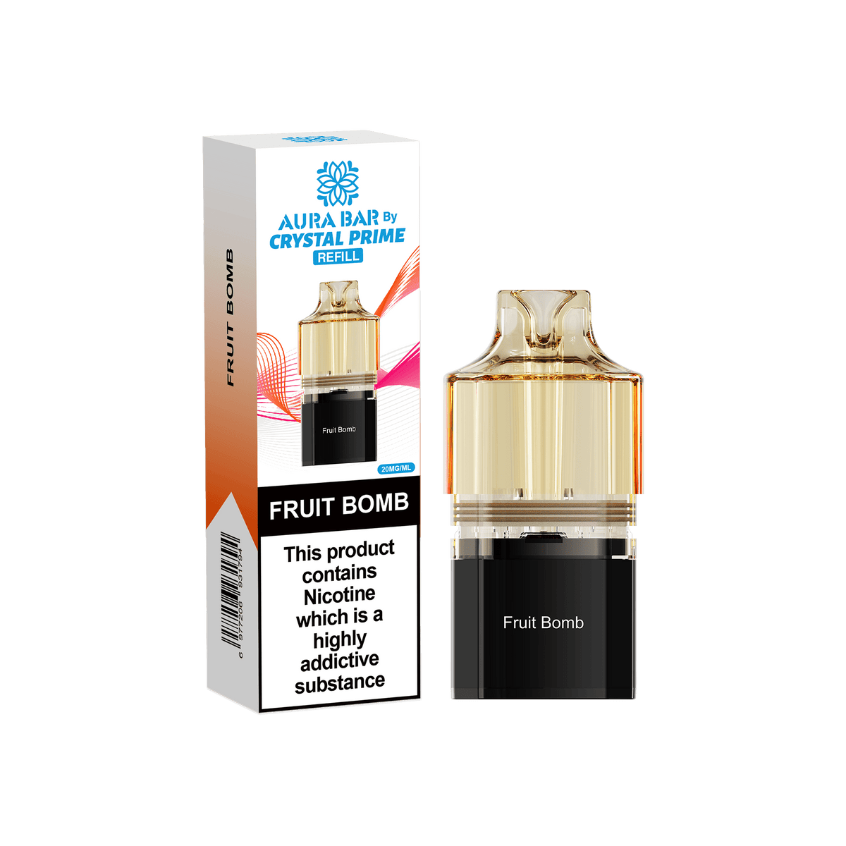 bulk wholesale Crystal Prime Aura Bar 10k Replacement Pods Box of 5 - Fruit Bomb