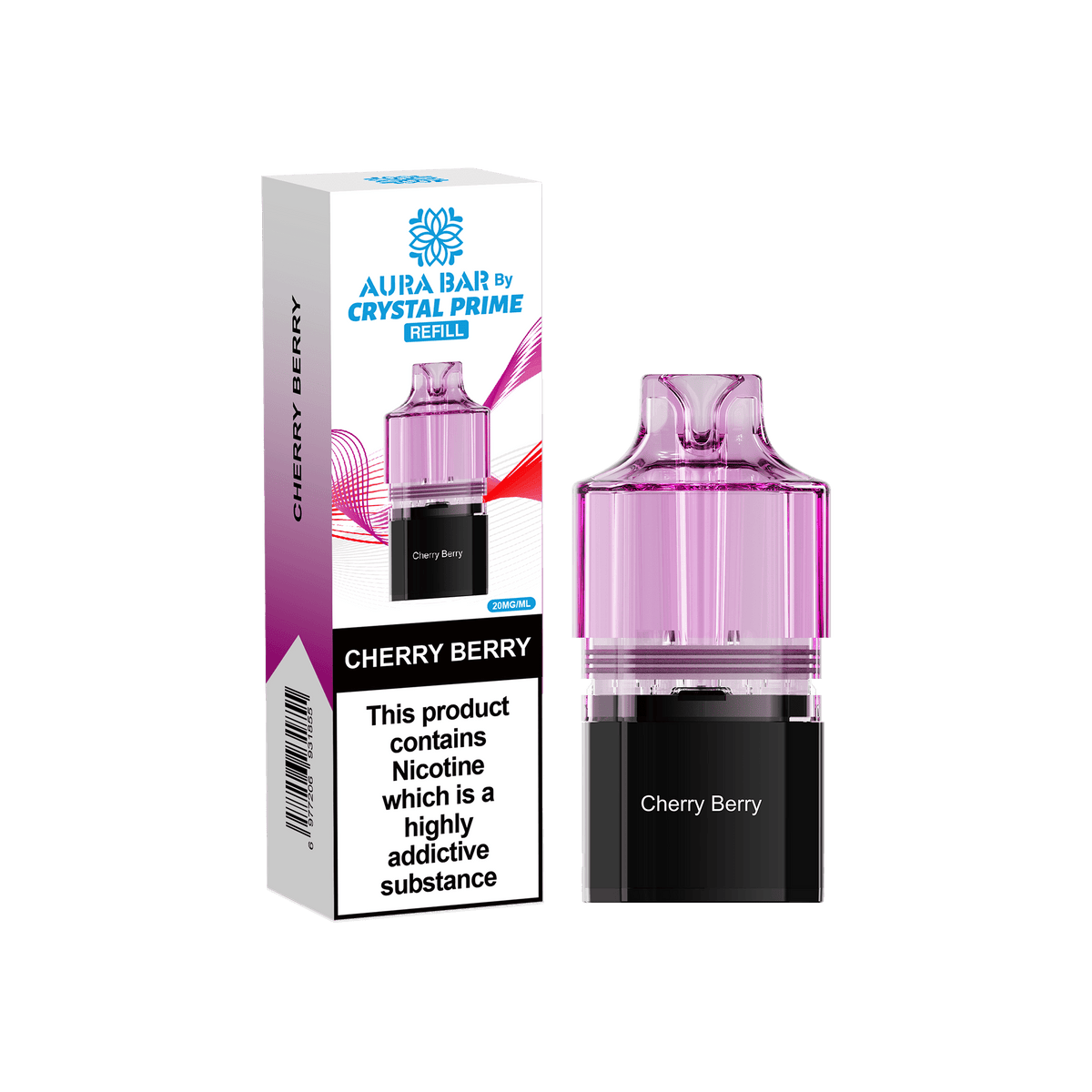 bulk wholesale Crystal Prime Aura Bar 10k Replacement Pods Box of 5 - Cherry Berry