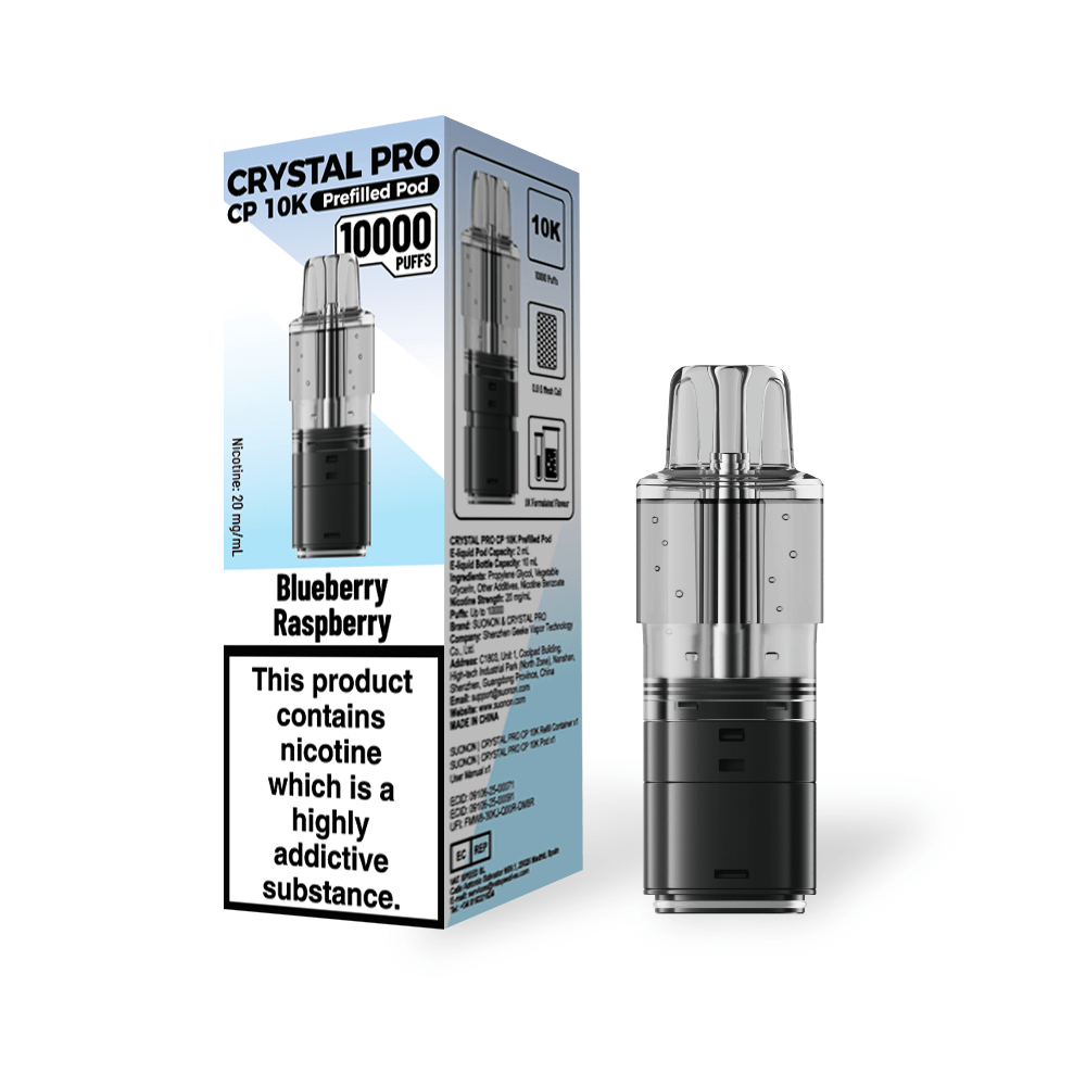bulk wholesale Crystal Pro CP 10k Replacement Pods Box of 5 - Blue Raspberry