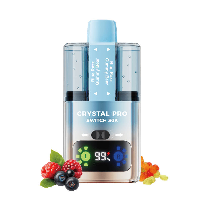 bulk wholesale Crystal Pro Switch 30k Vape Kit Box of 5 - Blue Razz Gummy Bear / Blue Razz Cherry Ice