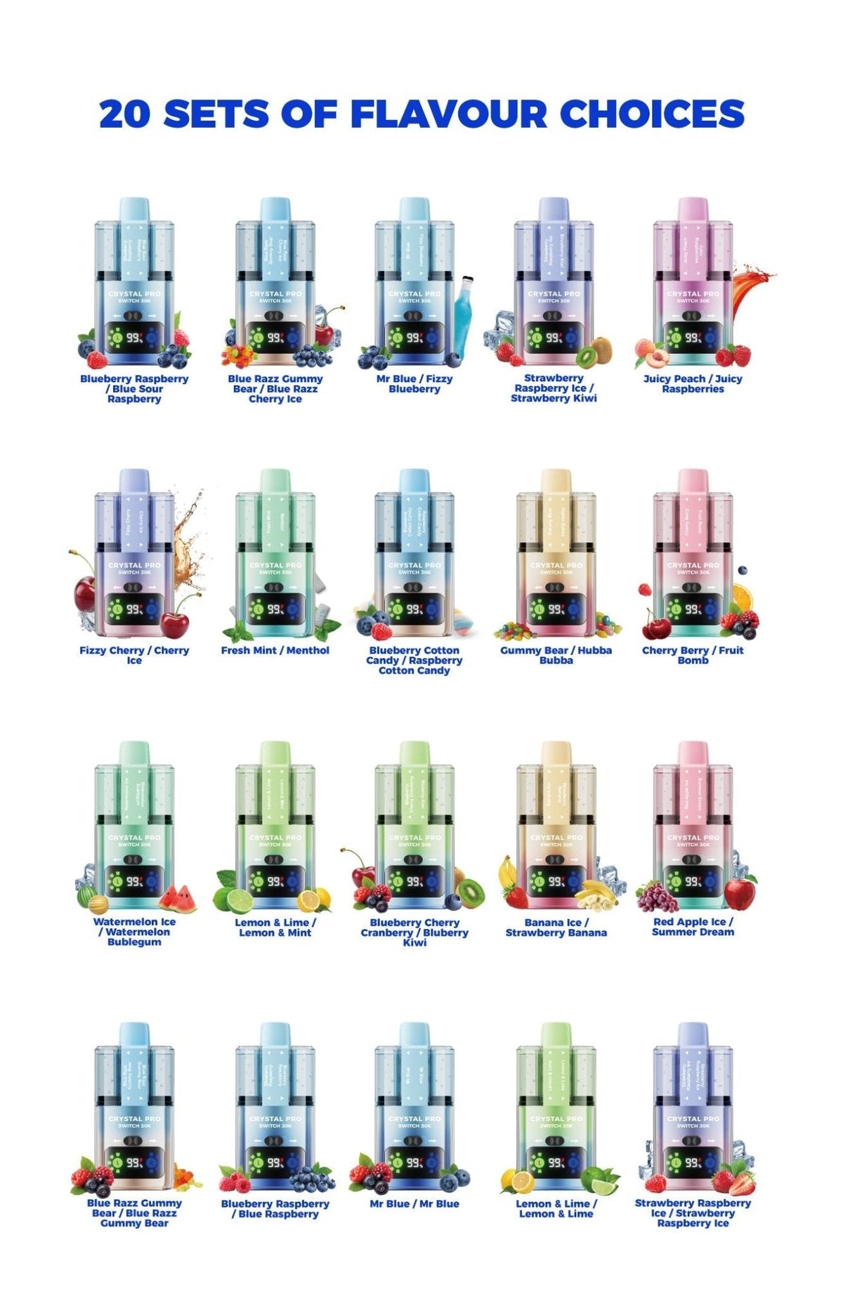 bulk wholesale Crystal Pro Switch 30k Vape Kit Box of 5 - Watermelon Ice / Watermelon Bubble Gum