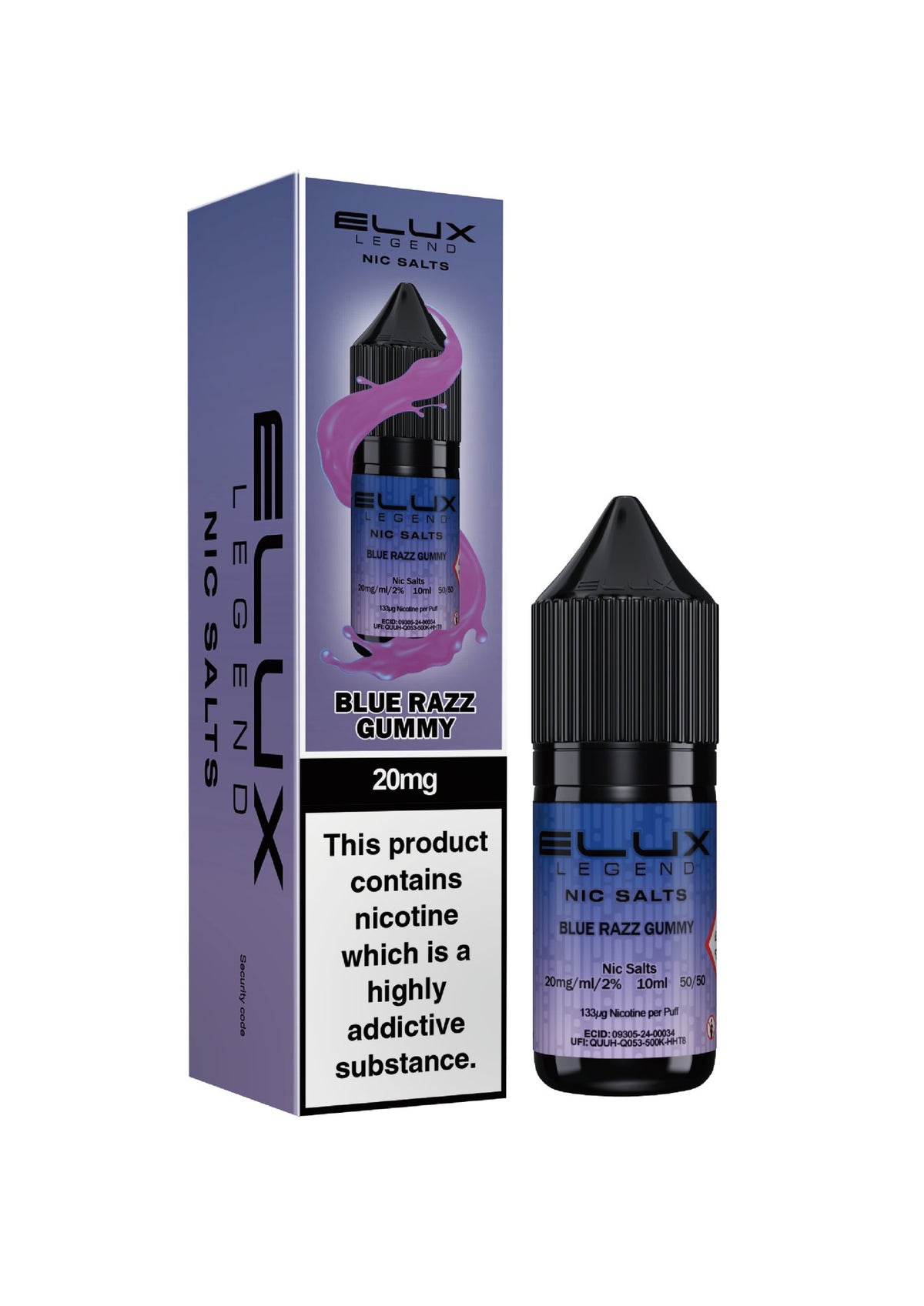 bulk wholesale Elux Legend Nic Salts - 10ml E - liquids - Box of 10 - Blue Razz Gummy *New*