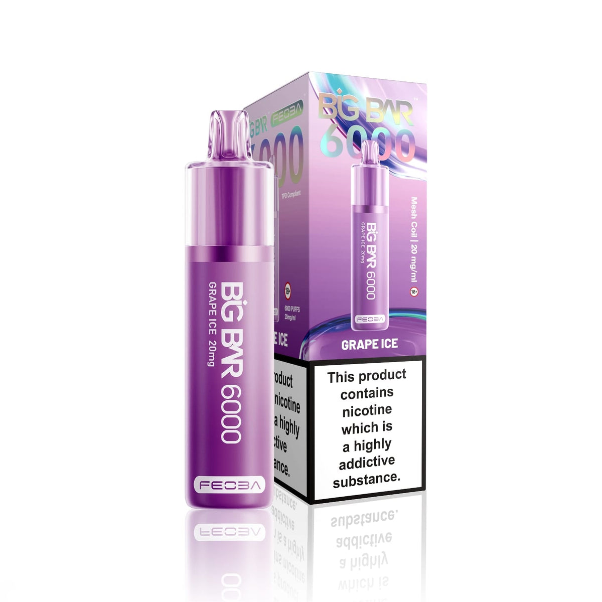 bulk wholesale Feoba Big Bar 6000 Puffs Disposable Vape (Box of 5) - Grape Ice