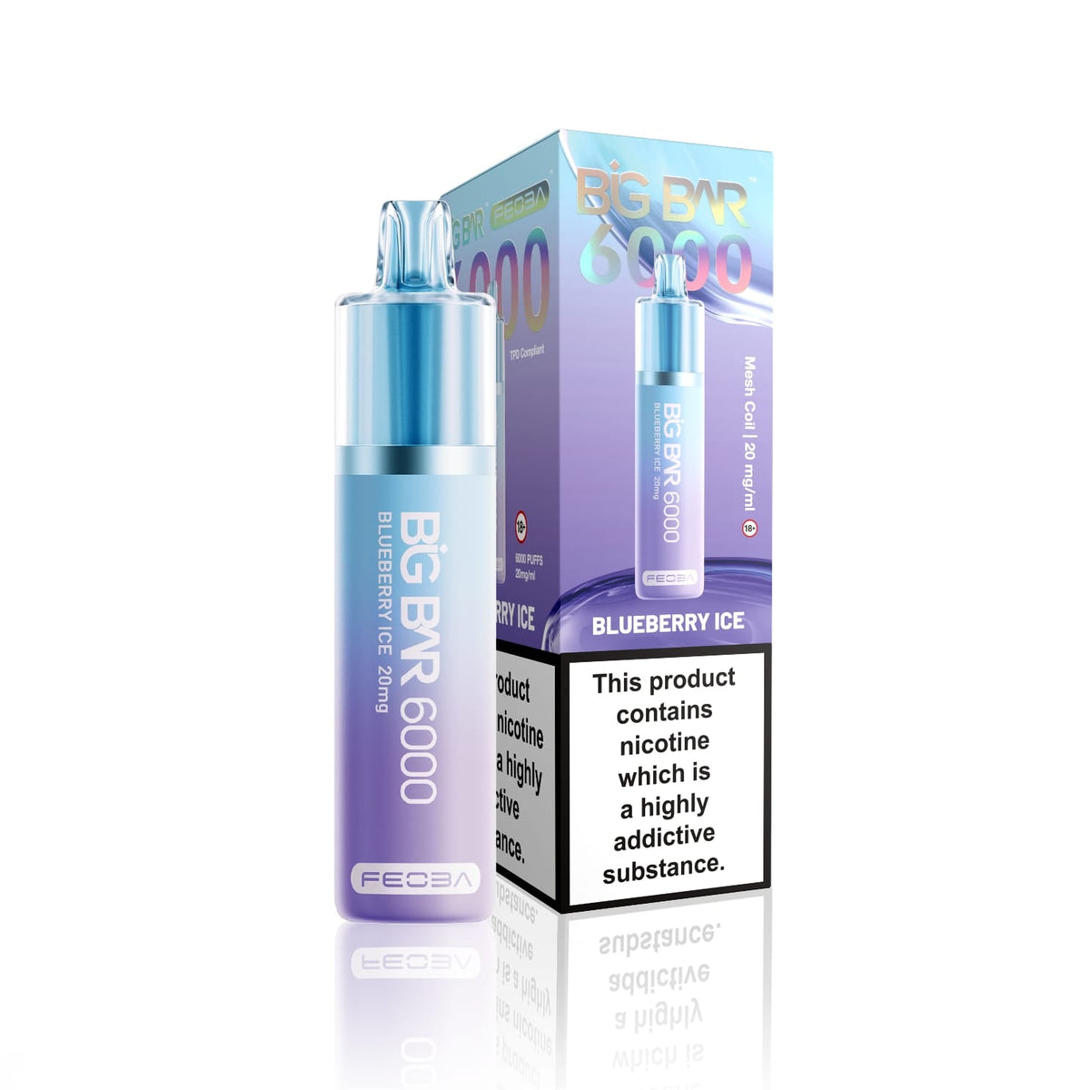 bulk wholesale Feoba Big Bar 6000 Puffs Disposable Vape (Box of 5) - Blueberry Ice