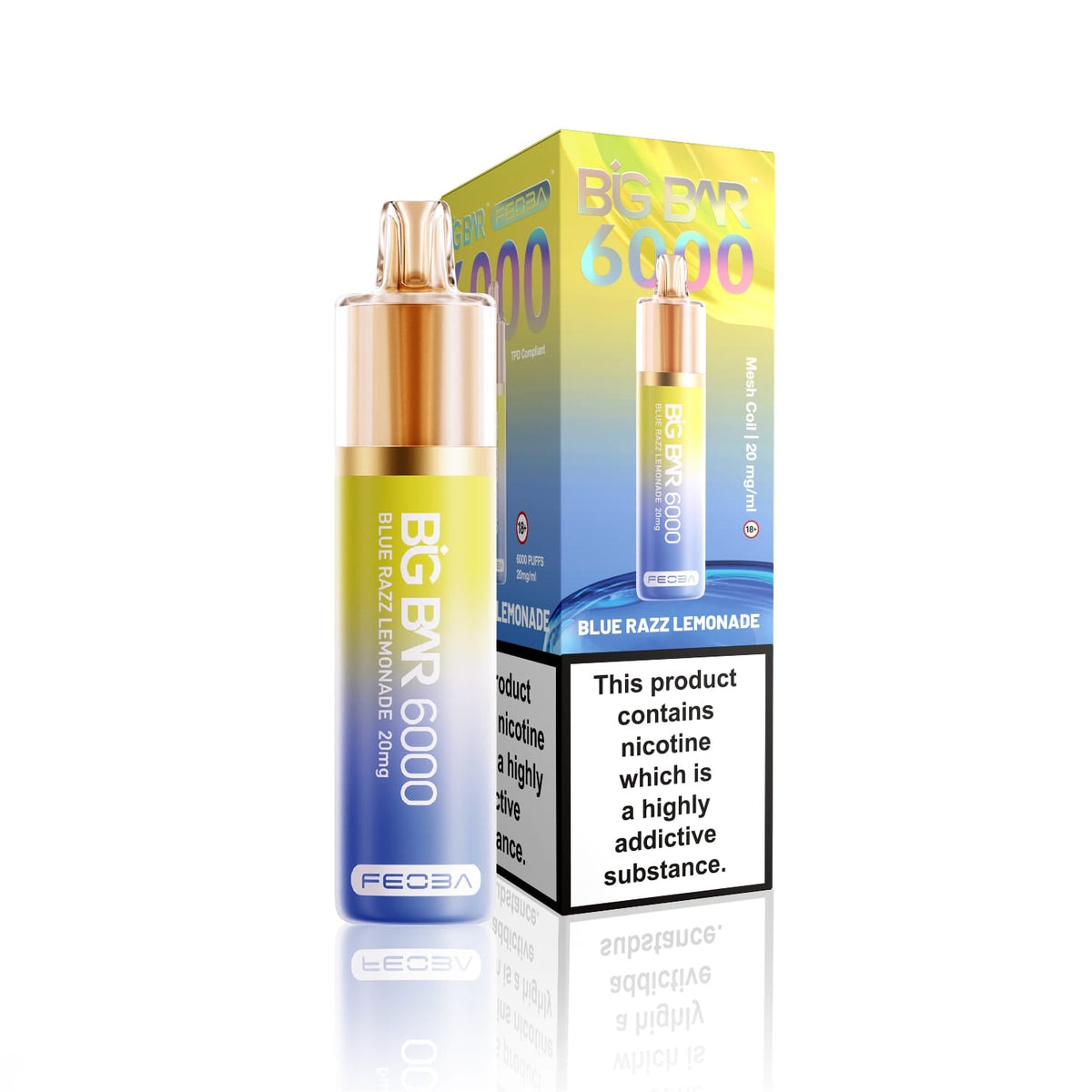 bulk wholesale Feoba Big Bar 6000 Puffs Disposable Vape (Box of 5) - Blue Razz Lemonade