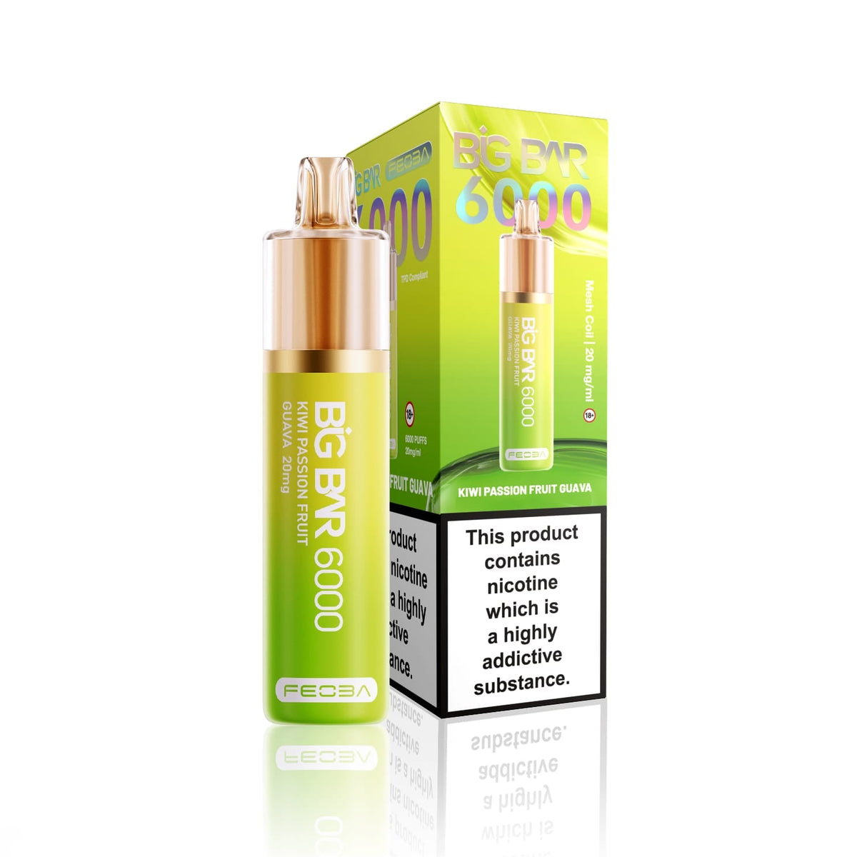 bulk wholesale Feoba Big Bar 6000 Puffs Disposable Vape (Box of 5) - Kiwi Passion Fruit Guava