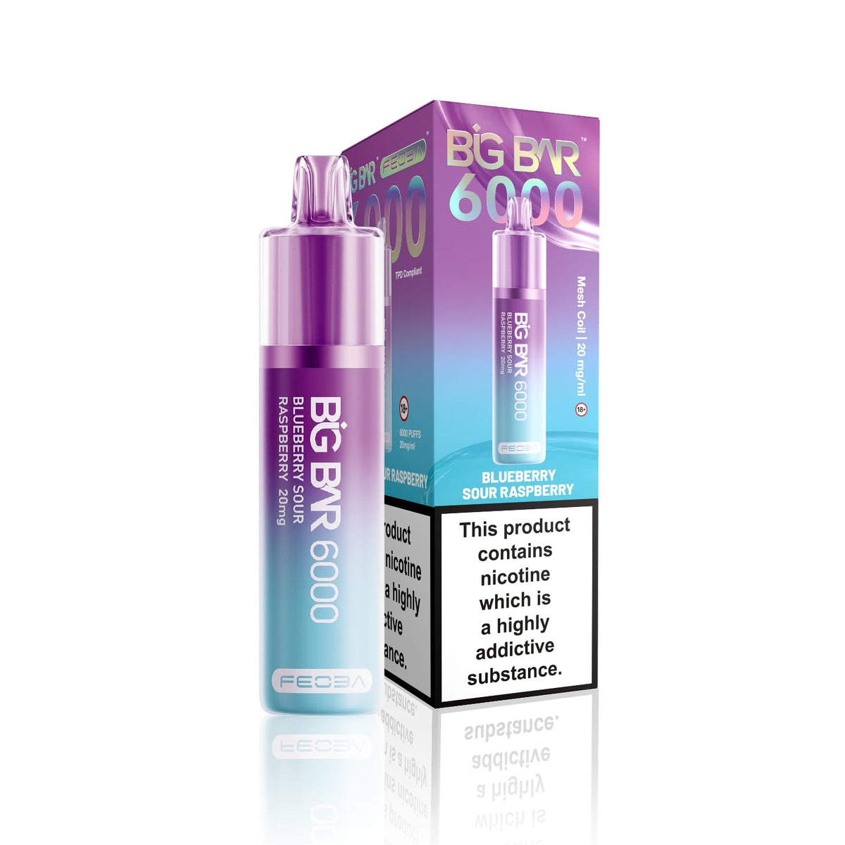 bulk wholesale Feoba Big Bar 6000 Puffs Disposable Vape (Box of 5) - Blueberry Sour Raspberry