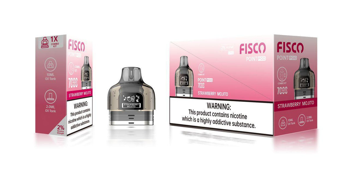 bulk wholesale Fisco Point Pro 7000 Replacement Pods Pack of 5 - Strawberry Mojito