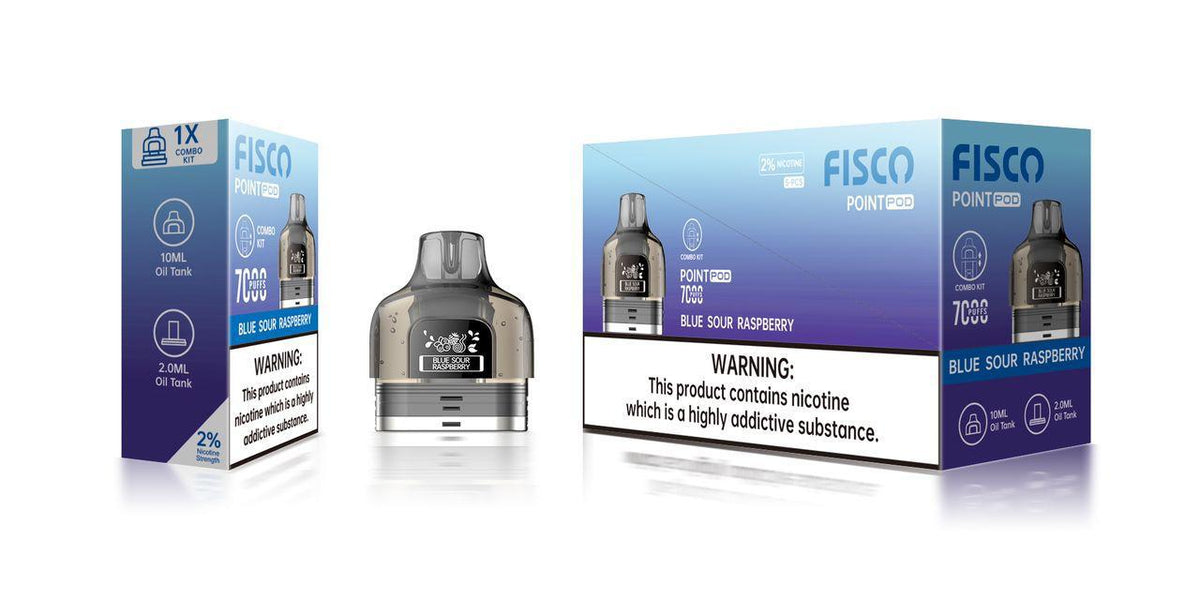 bulk wholesale Fisco Point Pro 7000 Replacement Pods Pack of 5 - Blue Sour Raspberry