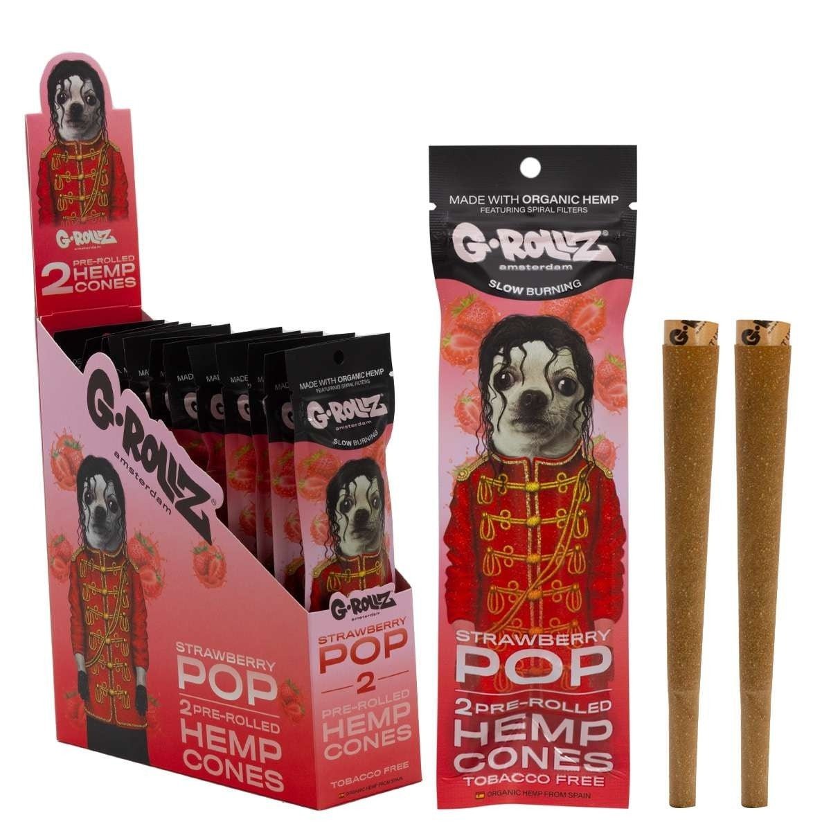 bulk wholesale G.ROLLZ Pre - Rolled Hemp Cones - Pack of 12 - Strawberry Pop