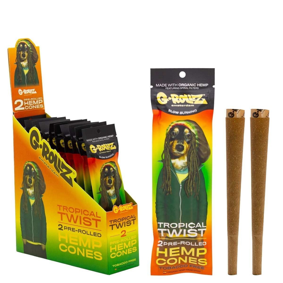 bulk wholesale G.ROLLZ Pre - Rolled Hemp Cones - Pack of 12 - Tropical Twist