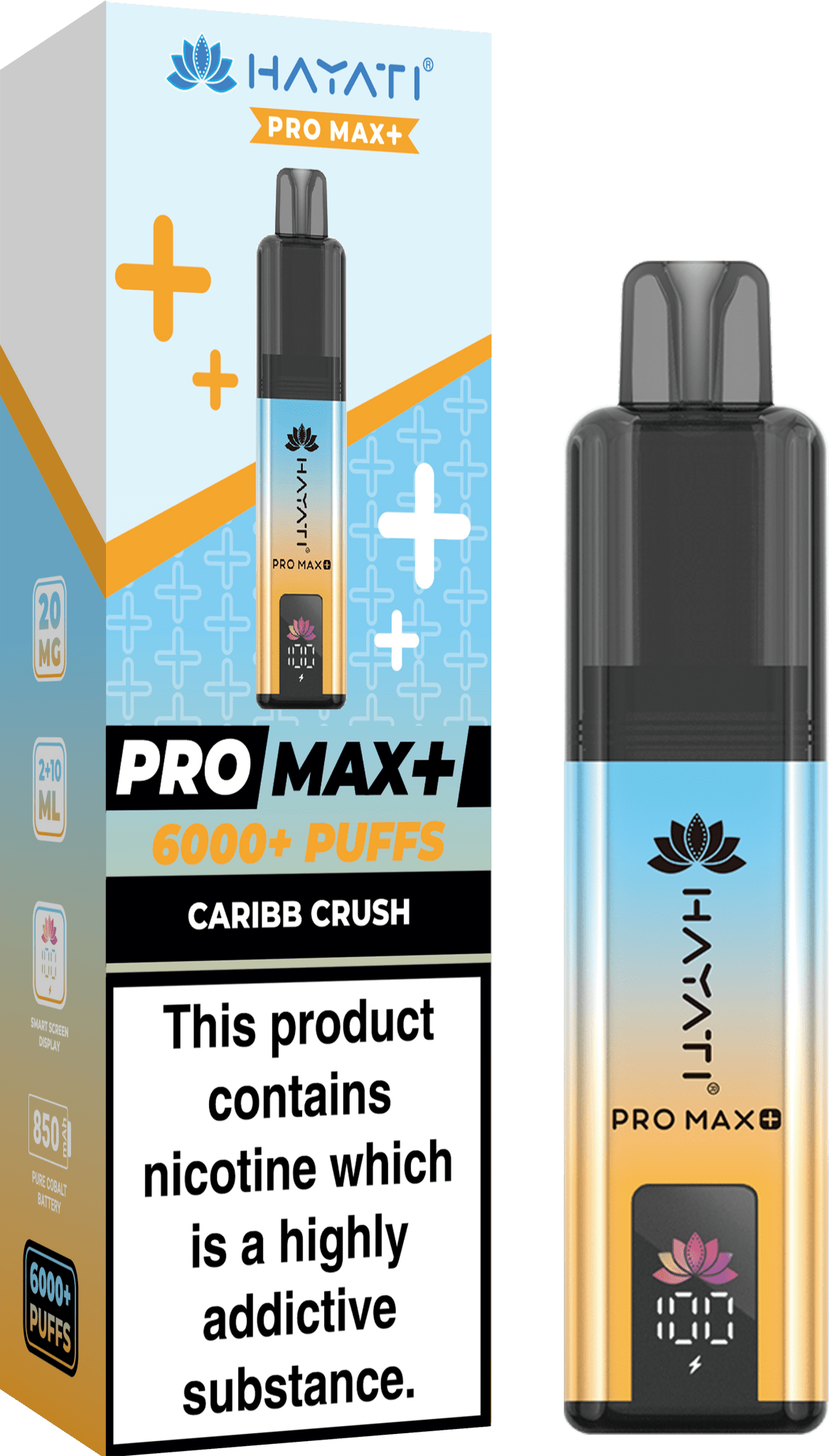 bulk wholesale Hayati Pro Max+ 6000 Puffs Vape Kit Box of 5 - Caribb Crush