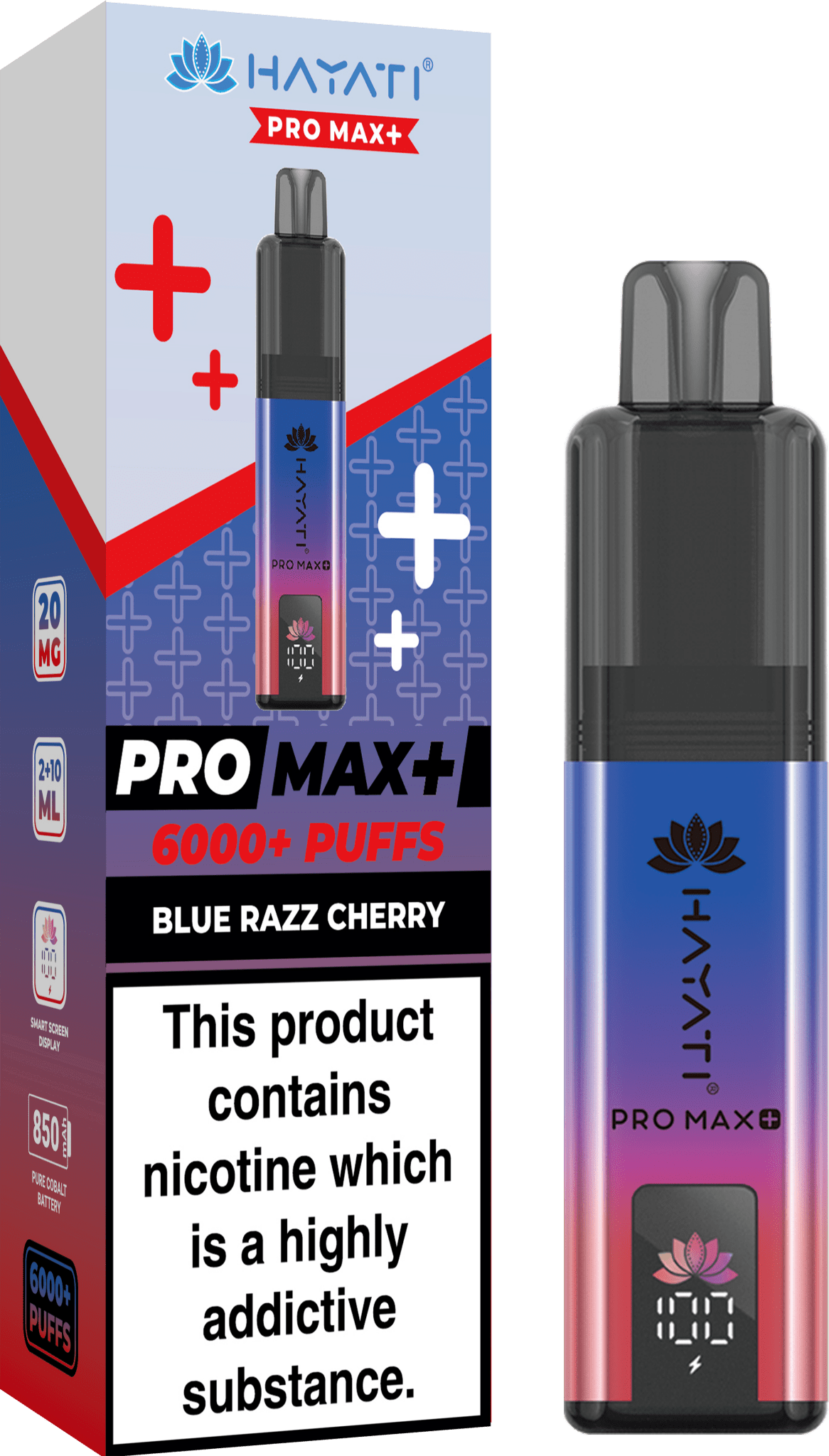 bulk wholesale Hayati Pro Max+ 6000 Puffs Vape Kit Box of 5 - Blue Razz Cherry