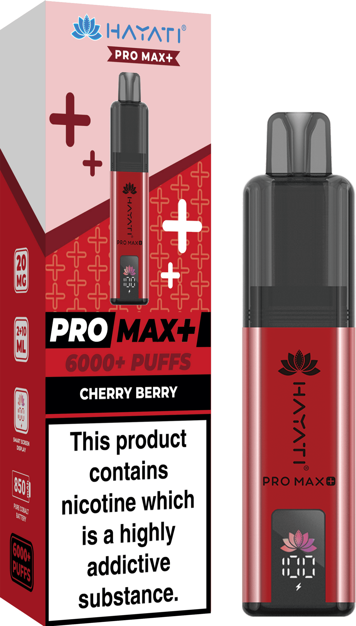 bulk wholesale Hayati Pro Max+ 6000 Puffs Vape Kit Box of 5 - Cherry Berry