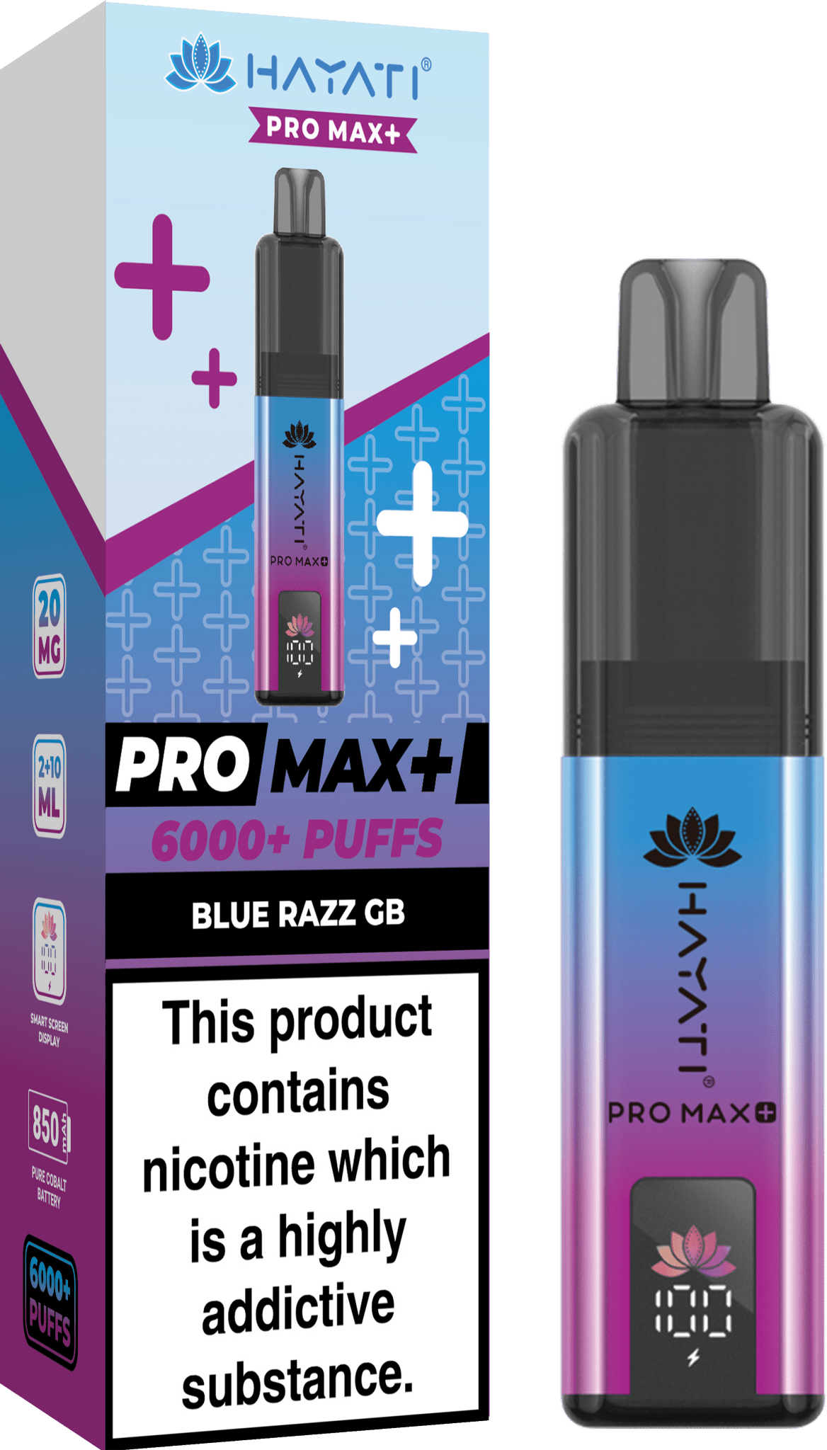 bulk wholesale Hayati Pro Max+ 6000 Puffs Vape Kit Box of 5 - Blue Razz GB