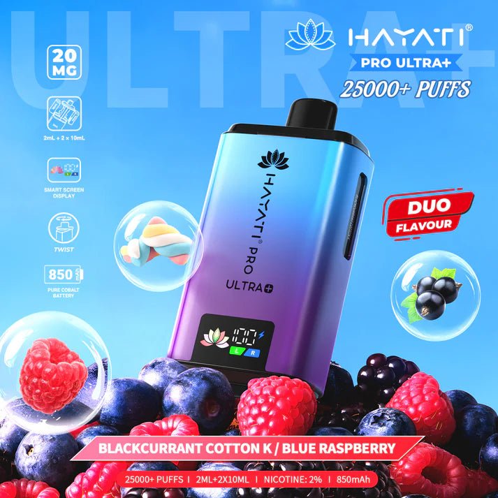 bulk wholesale Hayati Pro Ultra Plus 25000 Starter Vape Kit Box of 5 - Blackcurrant Cotton K / Blue Raspberry