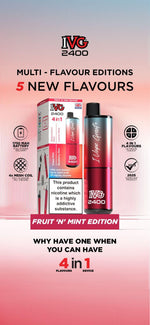 bulk wholesale IVG 2400 Disposable Vape Pod Puff Bar Device Box of 5 - Fruit & Mint Edition - Multi Flavour 4 in 1 *New*