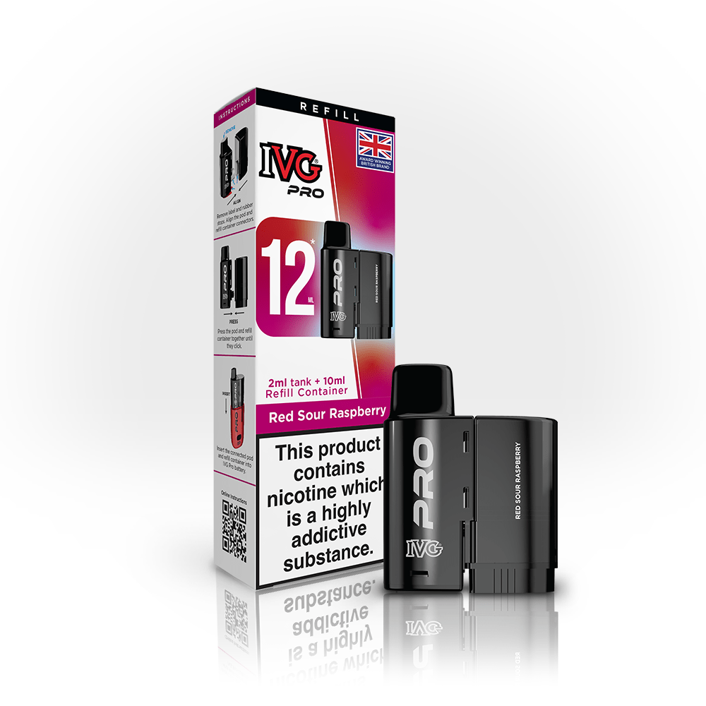 bulk wholesale IVG Pro 12 Prefilled Vape Pods (Box of 5) - Red Sour Raspberry