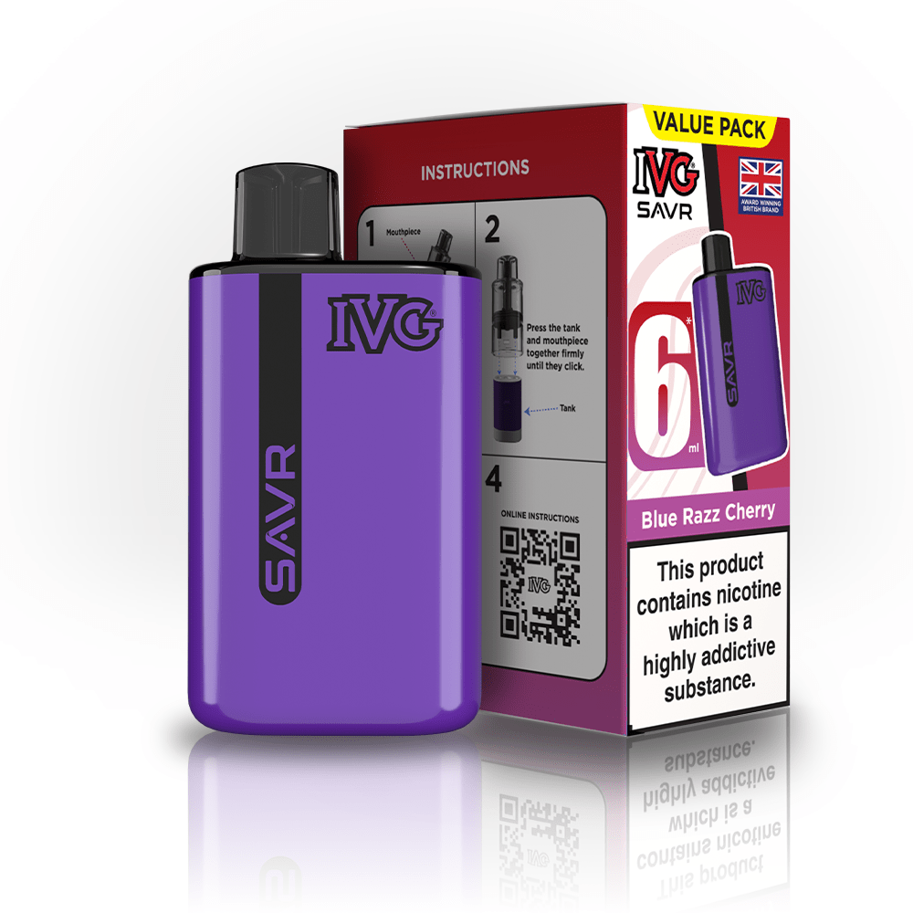 bulk wholesale IVG SAVR 3000 Vape Kit Box of 5 - Blue Razz Cherry