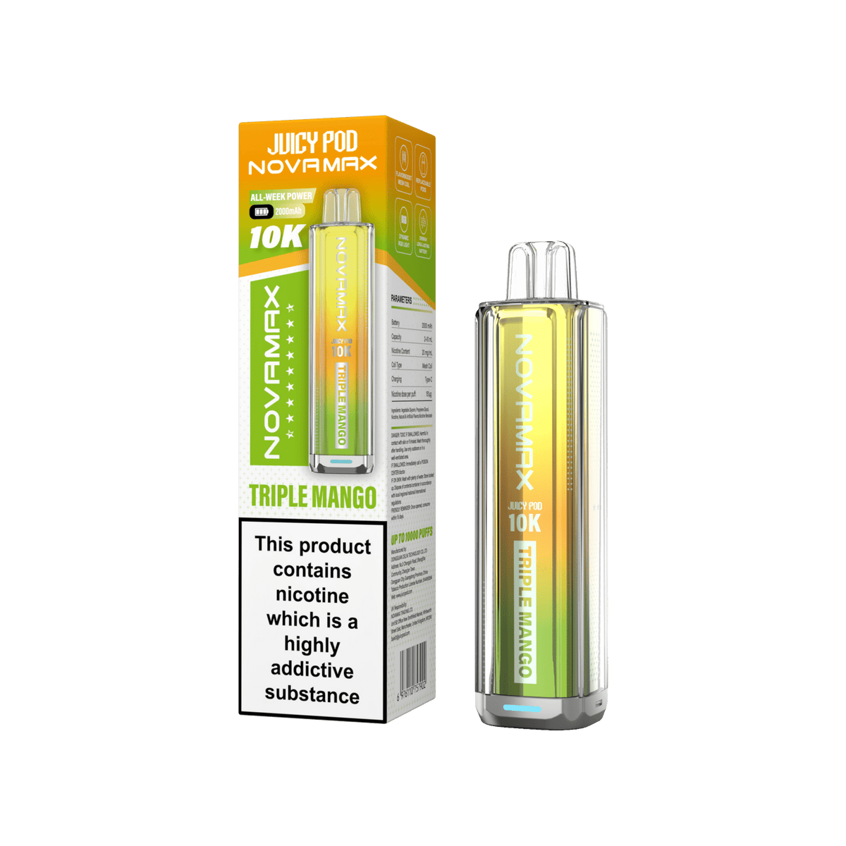 bulk wholesale Juicy Pod Novamax 10k Prefilled Vape Kit Box of 5 - Triple Mango