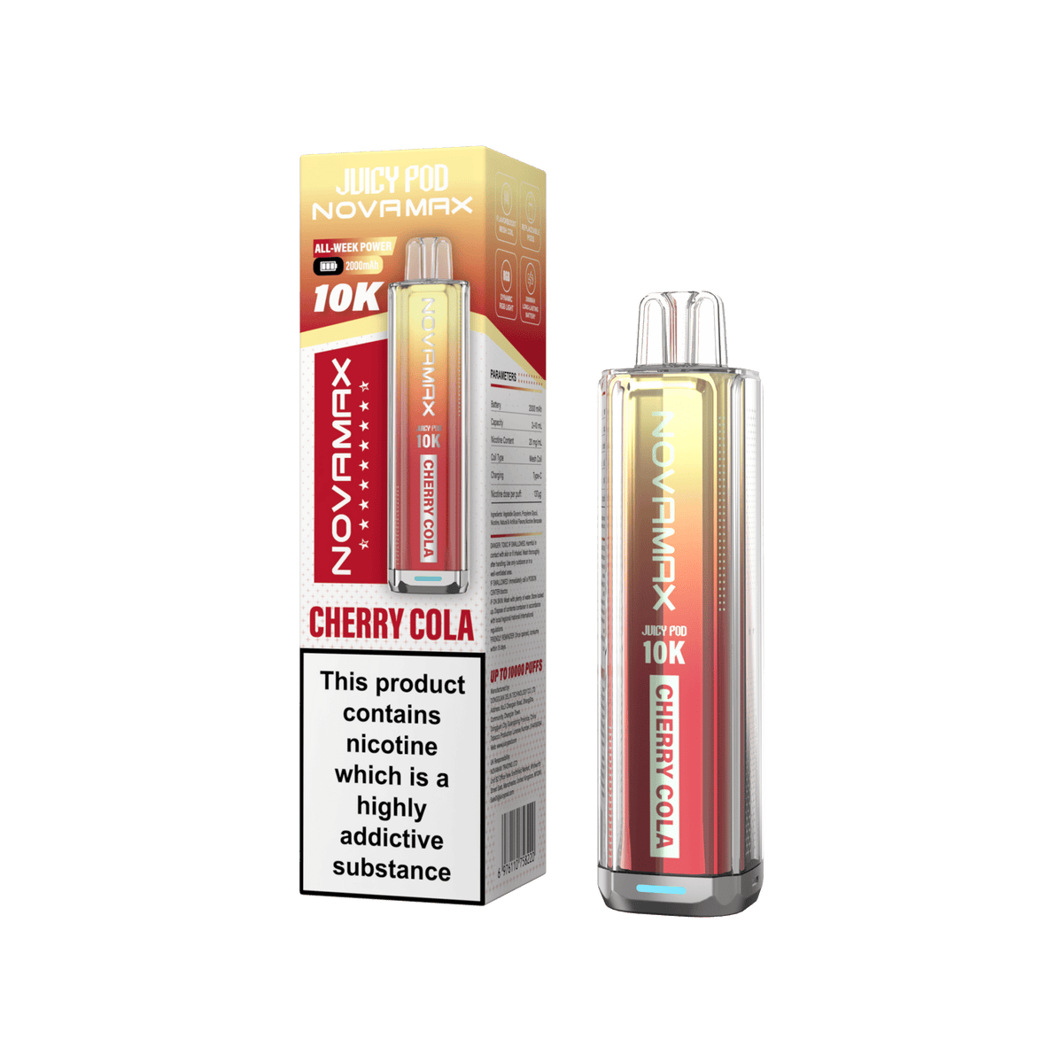 bulk wholesale Juicy Pod Novamax 10k Prefilled Vape Kit Box of 5 - Cherry Cola