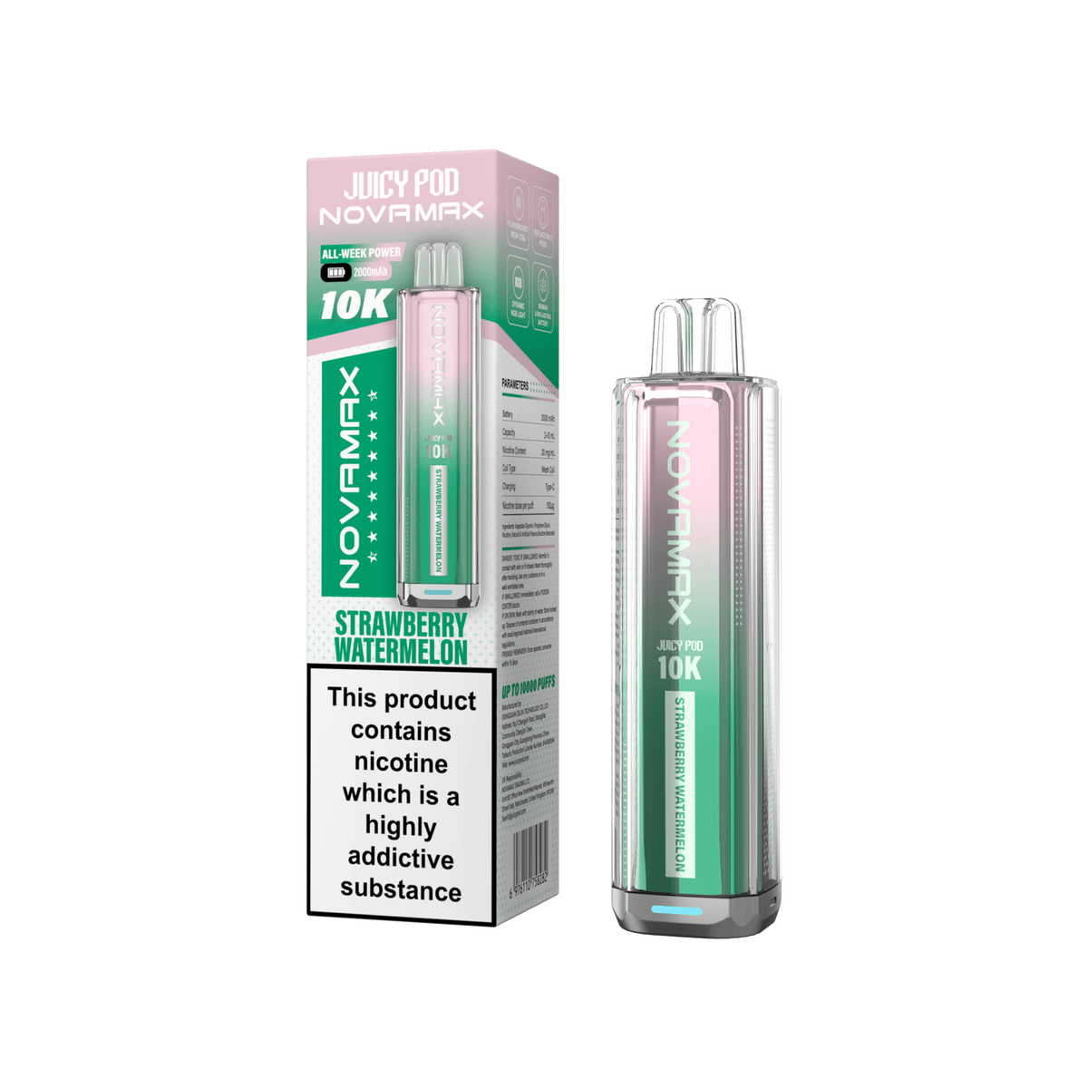 bulk wholesale Juicy Pod Novamax 10k Prefilled Vape Kit Box of 5 - Strawberry Watermelon