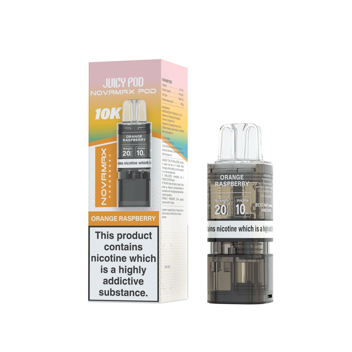 bulk wholesale Juicy Pod Novamax 10k Replacement Pods (Pack of 10) - Orange Raspberry