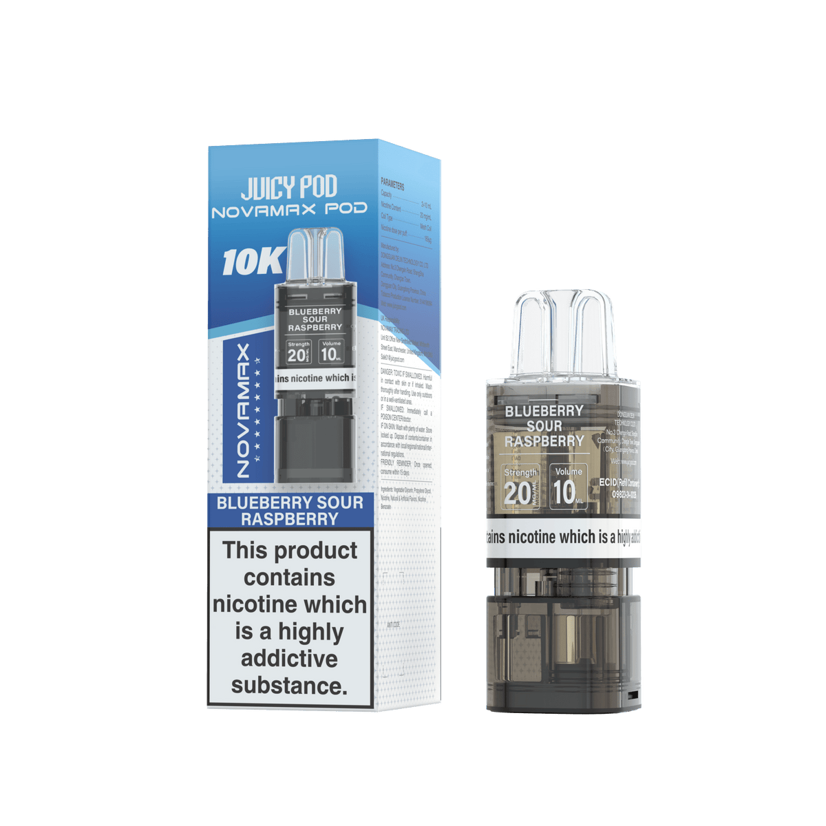 bulk wholesale Juicy Pod Novamax 10k Replacement Pods (Pack of 10) - Blueberry Sour Raspberry