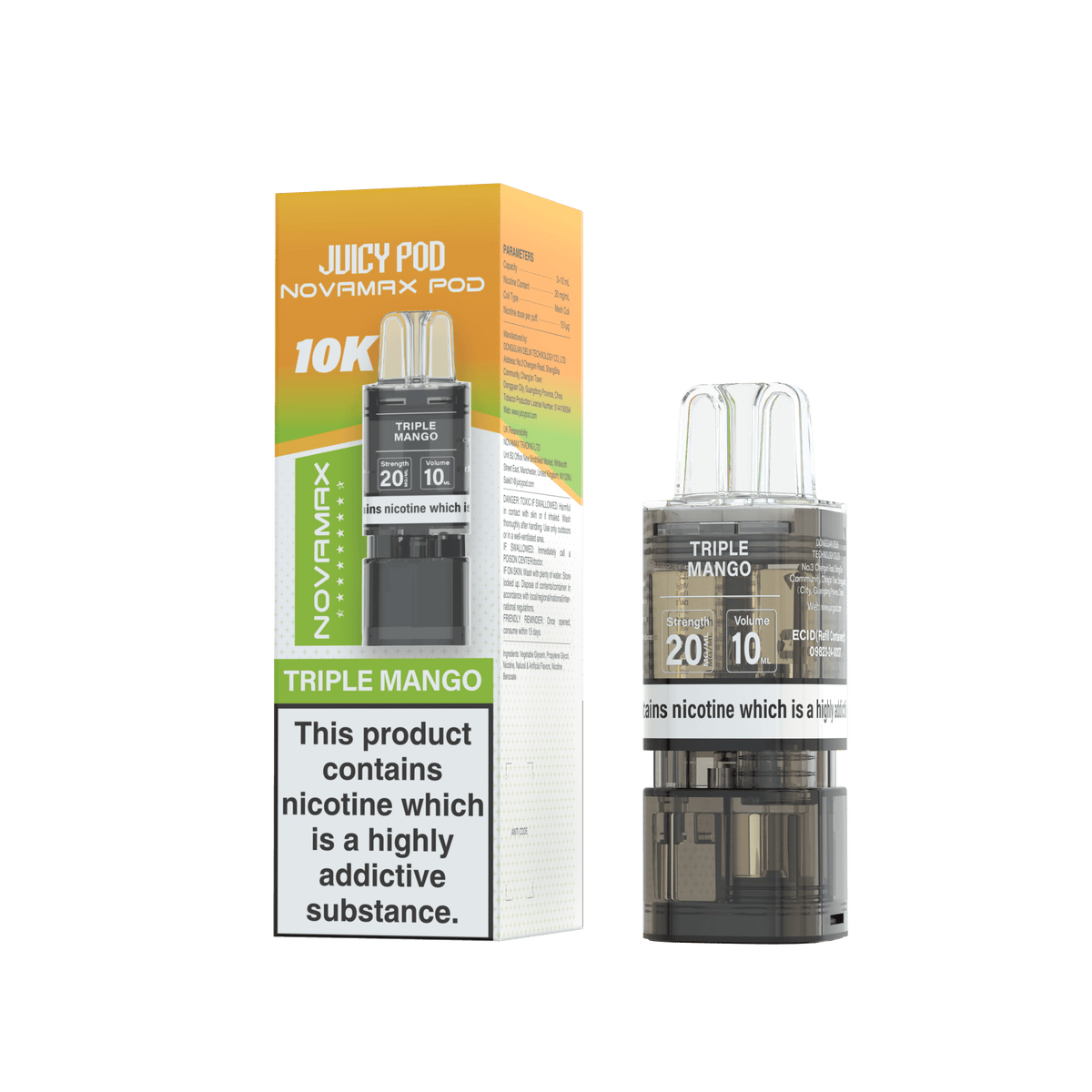 bulk wholesale Juicy Pod Novamax 10k Replacement Pods (Pack of 10) - Triple Mango